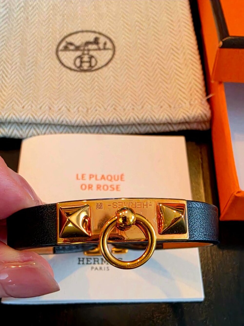 Hermes Mini Rivale Veau Swift Plaque T1 Bracelet